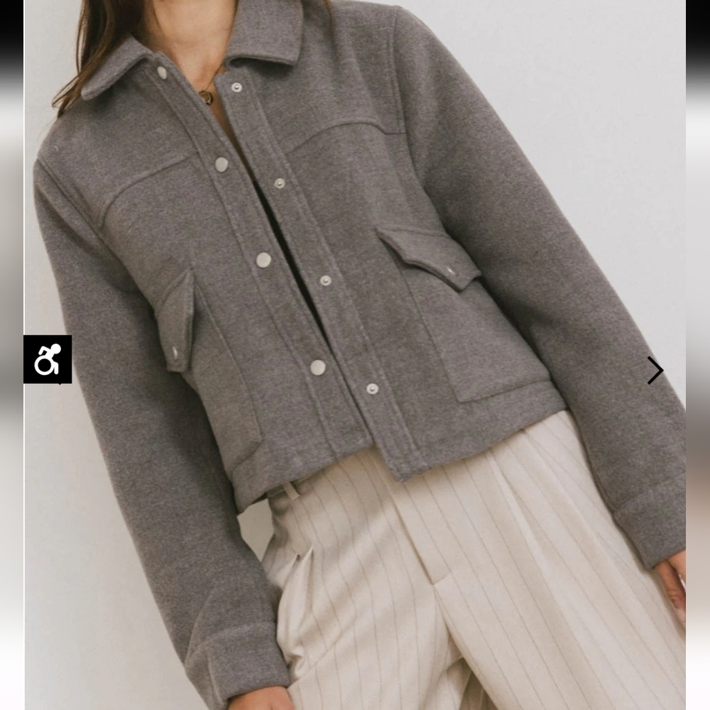 Bohme Nina Wool Blend Chunky Cropped Jacket in Grey Size XL